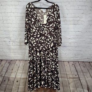 Maggy L Women, Abstract Print Dress Ruched Sides